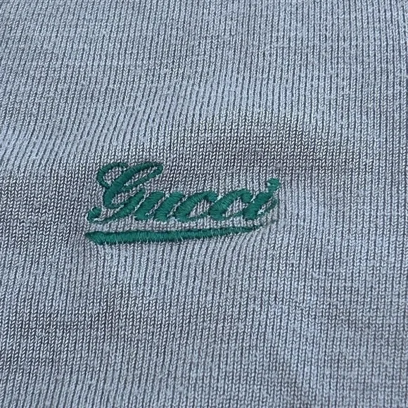 Gucci Sweater Mens Large Gray Wool Blend V Neck Pullover Logo Stripe Buttons - Picture 3 of 7
